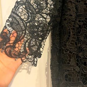 Zara Guipur black top. 3/4 sleeves. Lined from bust line down